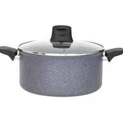 Gifi Faitout Tefal aluminium effet pierre avec couvercle verre Ø 24 cm