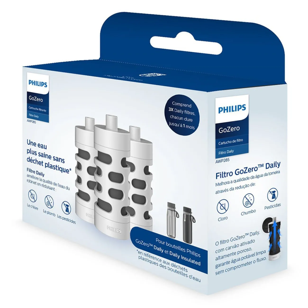 Gifi Filtre pour gourde Philips Go Zero Daily x3
