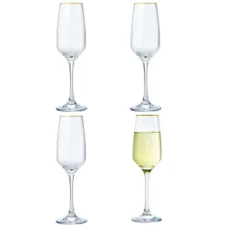 Gifi Flûte à champagne bord doré 19,5cl x4