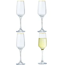 Gifi Flûte à champagne bord doré 19,5cl x4