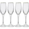 Gifi Flûte en verre transparent avec liseré doré x4