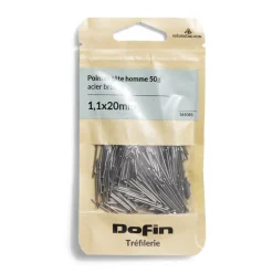 Gifi Quincaillerie^50g pointes tête homme acier brut - 1,1x20 mm