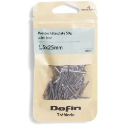 Gifi Quincaillerie^50g pointes tête homme acier brut - 1,5x25 mm