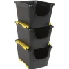 Gifi Rangement|Gerbette empilable 14 L noir et jaune x3