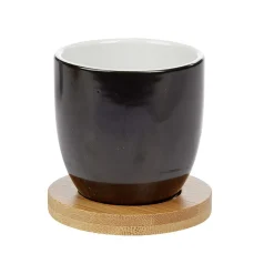 Gifi Gobelet à expresso avec sous tasse en bambou x4