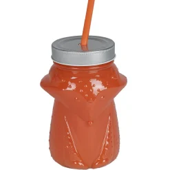 Gifi Gobelet animalier en verre + paille + couvercle