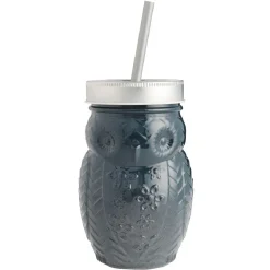 Gifi Gobelet animalier en verre + paille + couvercle