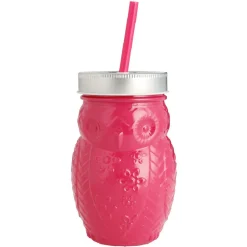 Gifi Gobelet animalier en verre + paille + couvercle