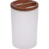 Gifi Aménagement Salle De Bain^Gobelet blanc en verre et bois Ø7xH11,7cm