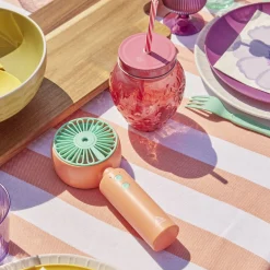 Gifi Gobelet en verre avec paille forme cactus ou fraise Ø10xH12,5cm