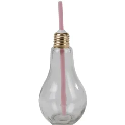 Gifi Gobelet en verre forme ampoule avec paille