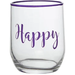 Gifi Gobelet en verre inscription Happy bord coloré 31,5 cl