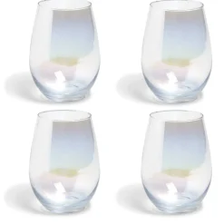 Gifi Gobelet en verre irisé ovale x4
