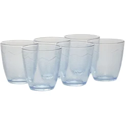 Gifi Gobelet en verre Margaux motifs chevron transparent bleu x6