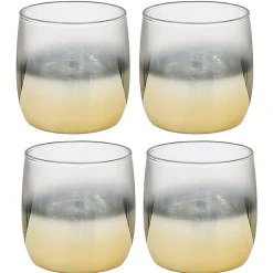 Gifi Gobelet en verre transparent pied doré x4