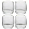 Gifi Gobelet en verre transparent avec liseré doré x4