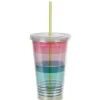 Gifi Gobelet plastique et paille bayadère