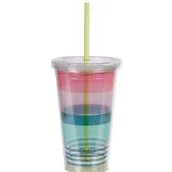 Gifi Gobelet plastique et paille bayadère