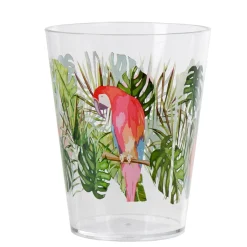 Gifi Gobelet plastique transparent décor perroquet exotique
