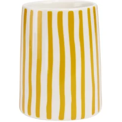 Gifi Aménagement Salle De Bain^Gobelet salle de bain rayure jaune et blanc Sunflow en grès Ø8xH10,2cm