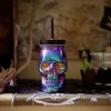 Gifi Gobelet verre forme tête de mort couvercle et paille 500 ml