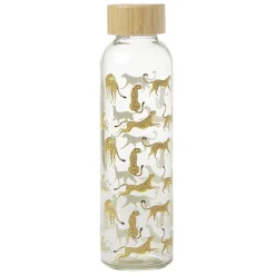 Gifi Gourde bouteille en verre avec bouchon bambou 500ml Ø6,5xH22cm