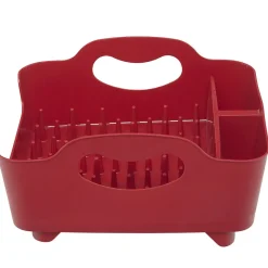 Gifi Entretien Du Linge|Égouttoir à vaisselle 3 compartiments rouge