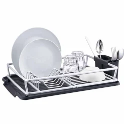 Gifi Égouttoir à vaisselle avec porte-couverts gris noir