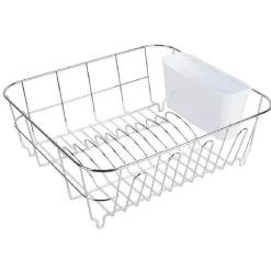 Gifi Égouttoir à vaisselle gris avec bac à couvert blanc