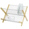 Gifi Égouttoir à vaisselle pliable bambou et métal