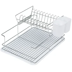 Gifi Égouttoir avec plateau et supports couverts blanc 2 niveaux