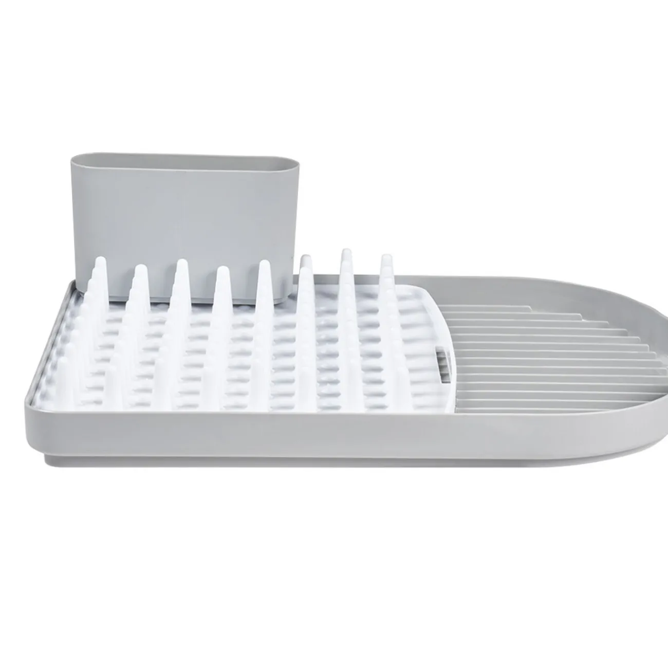 Gifi Égouttoir avec plateau picots et bac à couverts amovible gris et blanc
