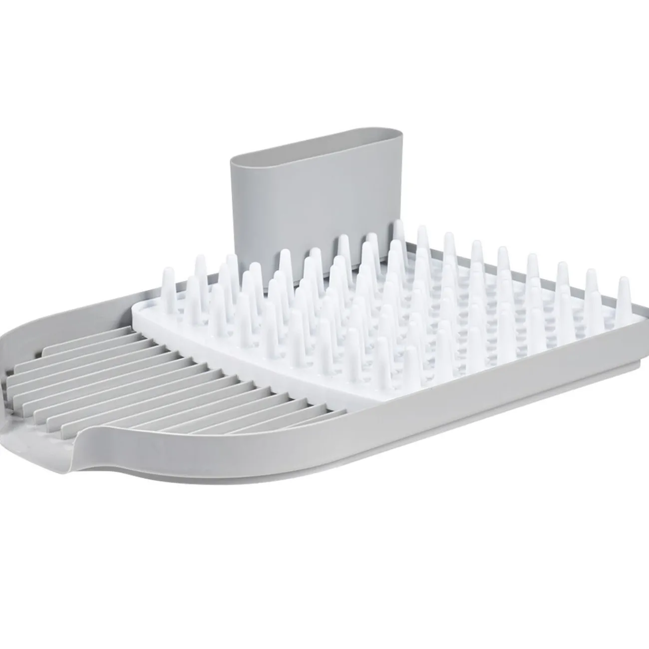 Gifi Égouttoir avec plateau picots et bac à couverts amovible gris et blanc