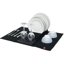 Gifi Égouttoir avec tapis pliable noir 11 rangées 12 picots