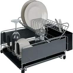 Gifi Égouttoir extensible en métal et plastique gris 41,5x30xH23,5cm