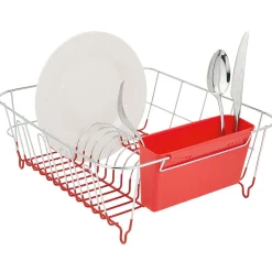 Gifi Égouttoir vaisselle base métal gris et rouge