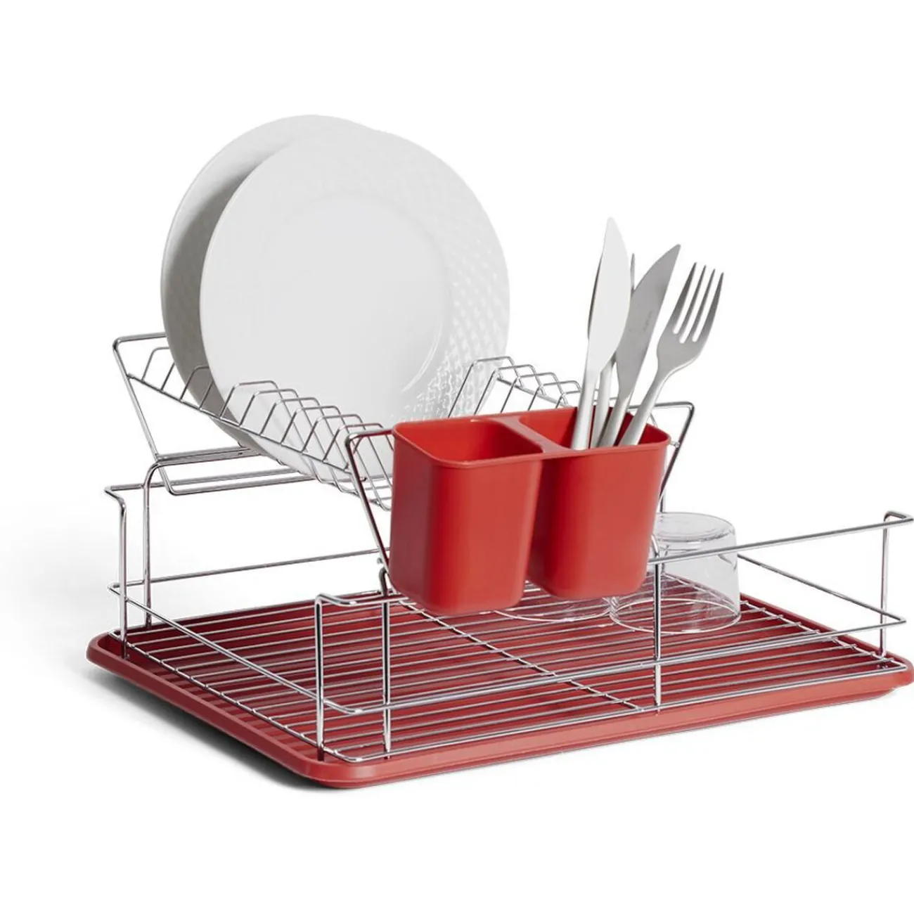 Gifi Égouttoir vaisselle base métal gris et rouge