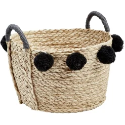 Gifi Rangement|Grande panière en osier à pompons