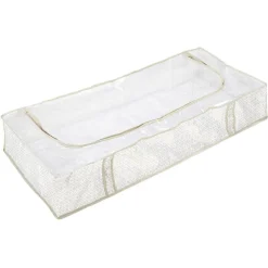 Gifi Rangement|Housse de rangement dessous de lit motif triangle beige et blanc