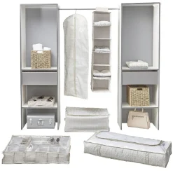 Gifi Rangement|Housse de vêtements motif triangle beige et blanc