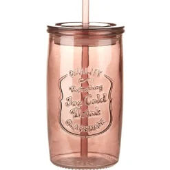 Gifi Jarre avec couvercle et paille en verre