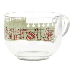 Gifi Jumbo en verre 70 cl transparent motif bloc note petit déjeuner