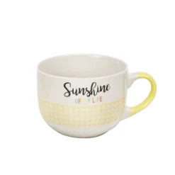 Gifi Jumbo porcelaine jaune avec inscription "Sunshine of my Life" 47 cl