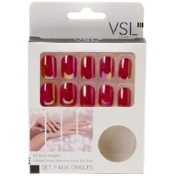 Gifi Beauté^Kit de faux ongles en acrylique rose foncé effet miroir