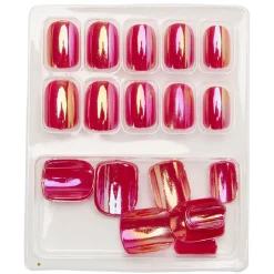 Gifi Beauté^Kit de faux ongles en acrylique rose foncé effet miroir