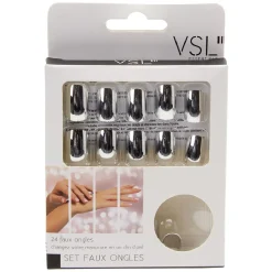 Gifi Beauté^Kit de faux ongles en acrylique gris effet miroir