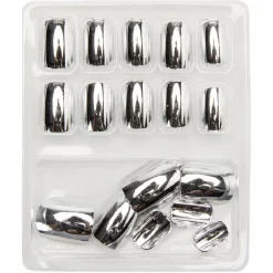 Gifi Beauté^Kit de faux ongles en acrylique gris effet miroir