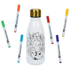 Gifi Kit gourde isotherme 350mL à colorier avec 6 marqueurs
