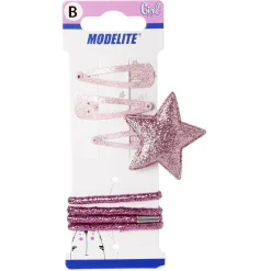 Gifi Beauté^Kit pince clic clac x3 + élastique rose pailleté x4