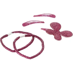 Gifi Beauté^Kit pince clic clac x3 + élastique rose pailleté x4